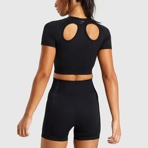 GYMSHARK Ultra Seamless Crop Top Sz M In Black